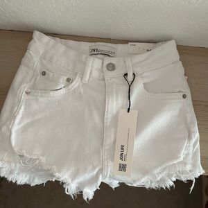 Zara white denim shorts